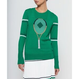 L'etoile Sport The Racquet Sweater Sz S Merino Wool Preppy Sporty *Flaw $195